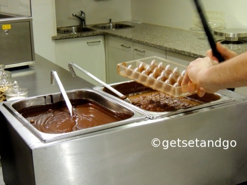 Chocolate poured out of the molds 