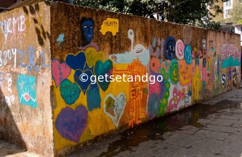 Wall designed and painted by the local Dharavi kids