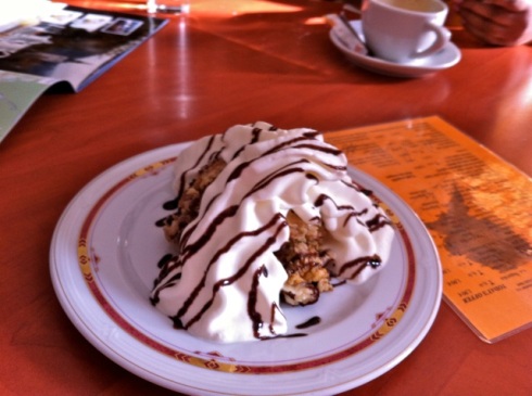 Our cream cake in a local cafe at Bled, Slovenia