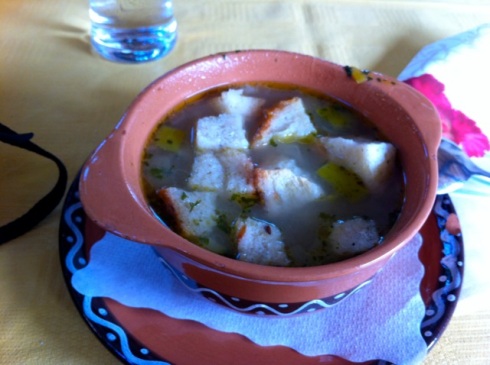 Vegetable soup with croutons, Bled, Slovenia